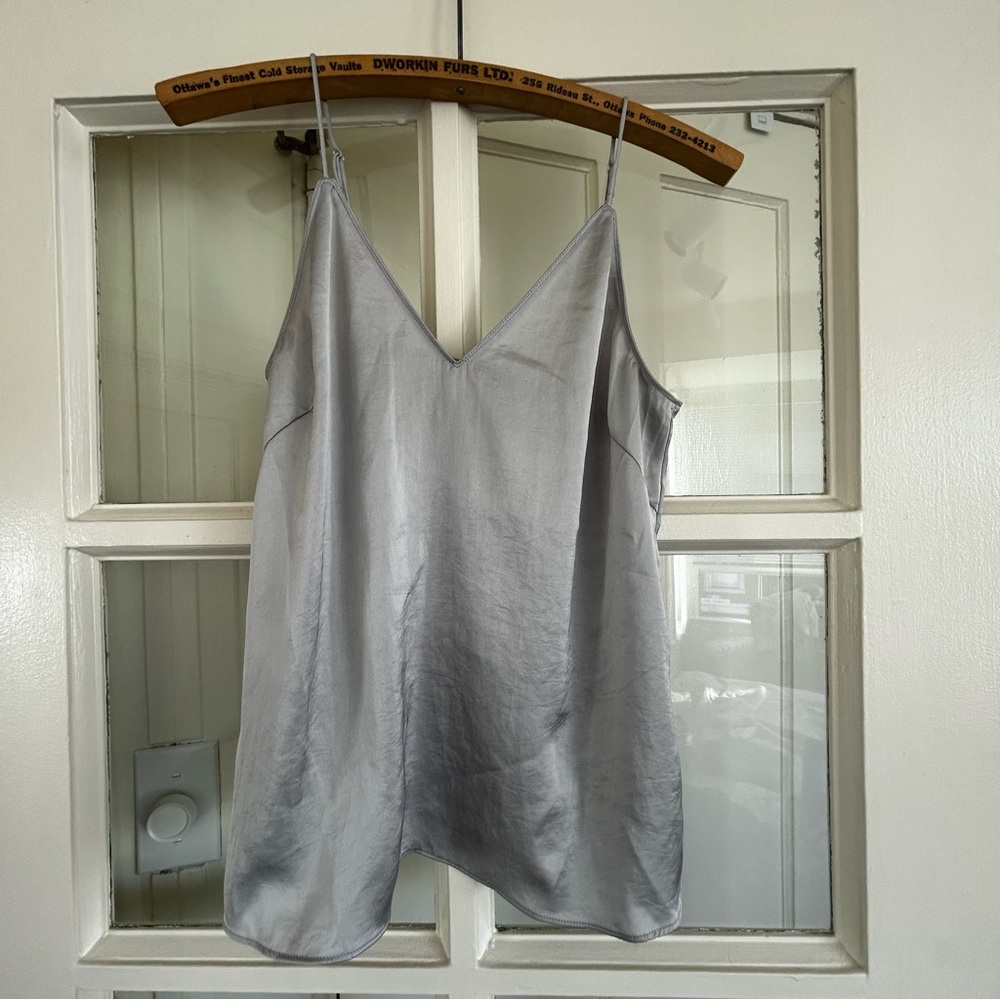 WILFRED FREE Silver Satin Tank Top